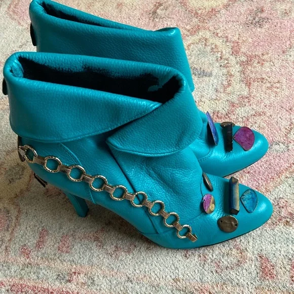 Customed Teal Precious Metals Booties